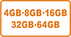 4GB・8GB・16GB・32GB・64GB・